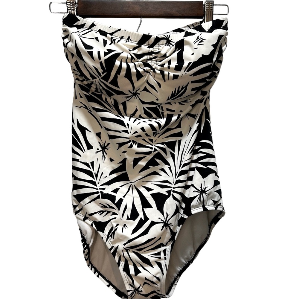 Jantzen One Piece Swimsuit Women's 8 Strapless Molded Cups Tropical  Vacation